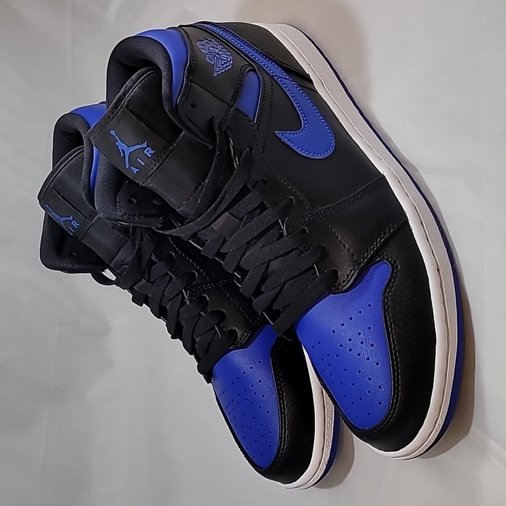 Nike Air Jordan 1 Mid Black Hyper Royal 2020 Black Blue Men’s Size 11 554724-068
